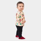 Infants' Beige 100% Cotton Round Neck Graphic Print Baba Suit, Beige, small