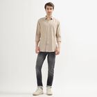 Men's Light Beige Cotton Classic Casual Shirt, गहरा पीला, small image number null