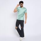 Men's 100% Cotton Round Neck Half Sleeves T-Shirt , Aqua, small