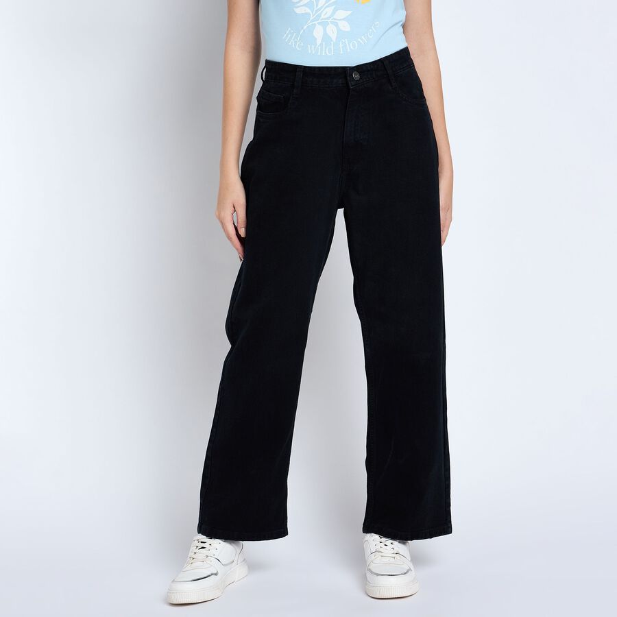 Ladies' 100% Cotton Jeans , काला, large image number null