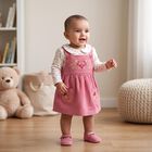 Girls' Purple Floral Embroidered Fit and Flare Frock, Purple, small