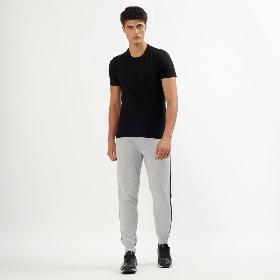 Men's Light Ash Grey Regular Fit Side-Striped Track Pants, Melange Light Grey, large image number null