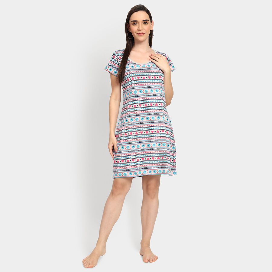 Ladies' 100% Cotton Nighty, Light Grey, large image number null