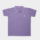 Boys Lilac Cotton Polo Collar Preppy Half Sleeves T-Shirt, Lilac, small