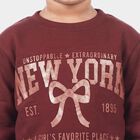 Girls' Wine Crew Neck Pullover Sweatshirt, Wine, small