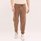Men's 100% Cotton Jogger Track Pants , Brown, small