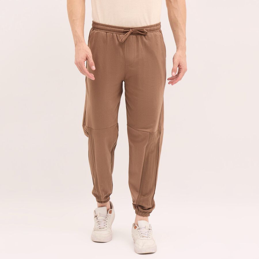 Men's 100% Cotton Jogger Track Pants , Brown, large