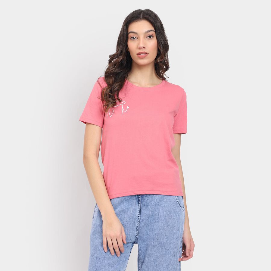 Ladies' Round Neck T-Shirt , Pink, large image number null