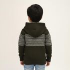 Boys Dark Olive Green Hooded Neck Casual Pullover, Olive, small image number null