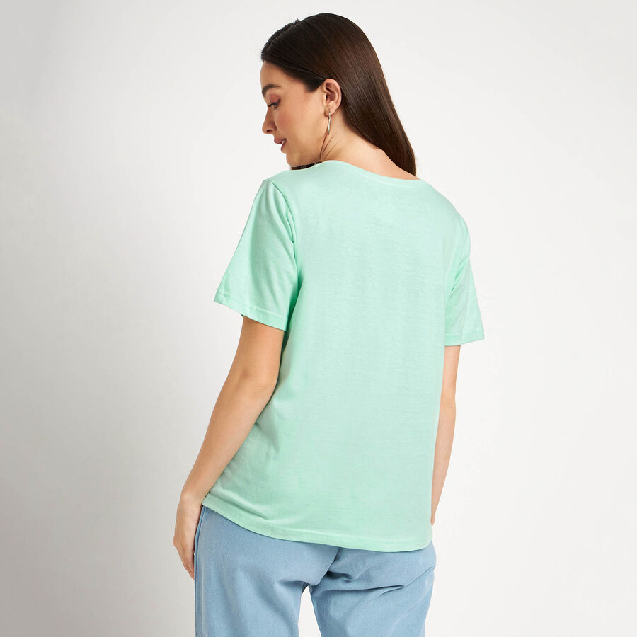 Cotton Round Neck T-Shirt, Light Green, large image number null