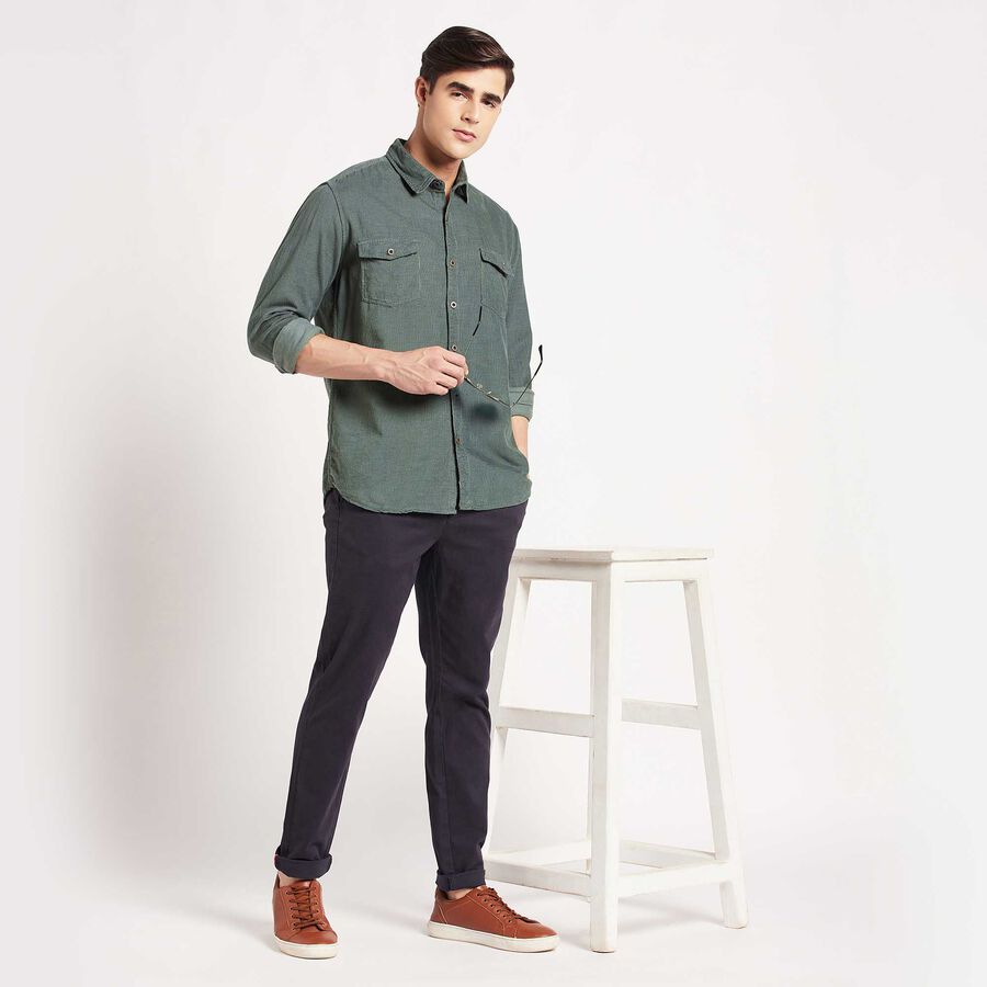 Cotton Solid Casual Shirt, Dark Green, large image number null