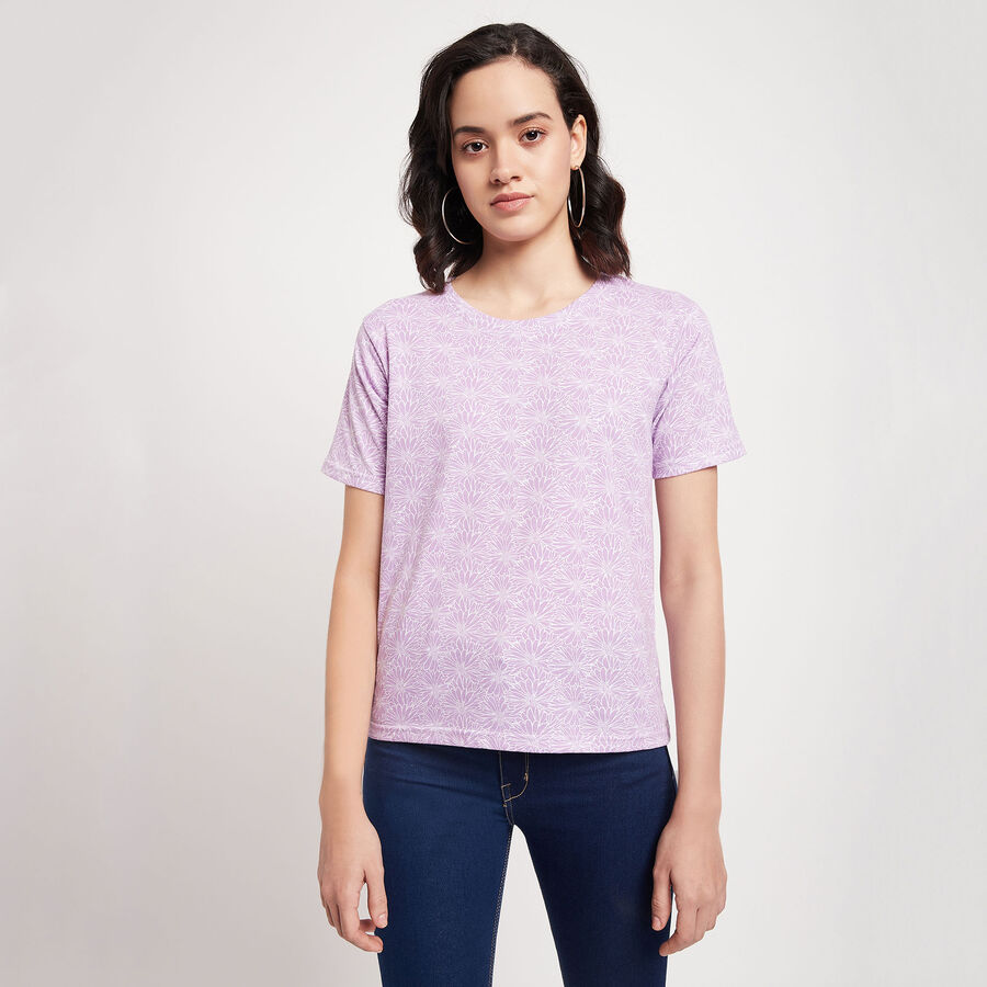 All Over Print Round Neck T-Shirt, Lilac, large image number null