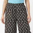 Women's Dark Grey Regular Fit Geometric Printed Palazzos, गहरा ग्रे, small
