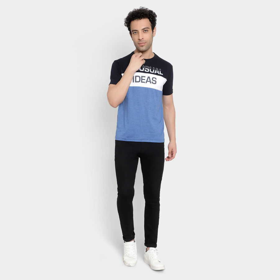 Round Neck T-Shirt, Navy Blue, large image number null