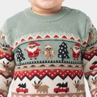 Infants' Mint Green Crew Neck Printed Pullover, Light Green, small