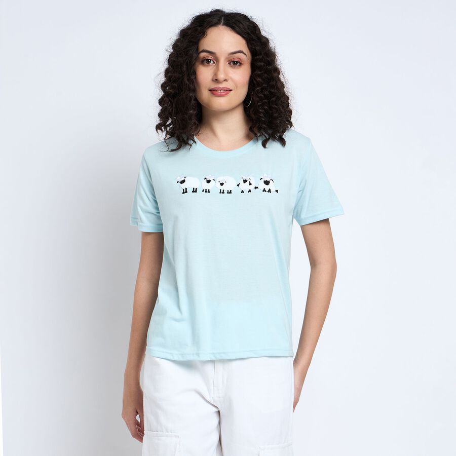 Ladies' Round Neck T-Shirt , Light Blue, large image number null