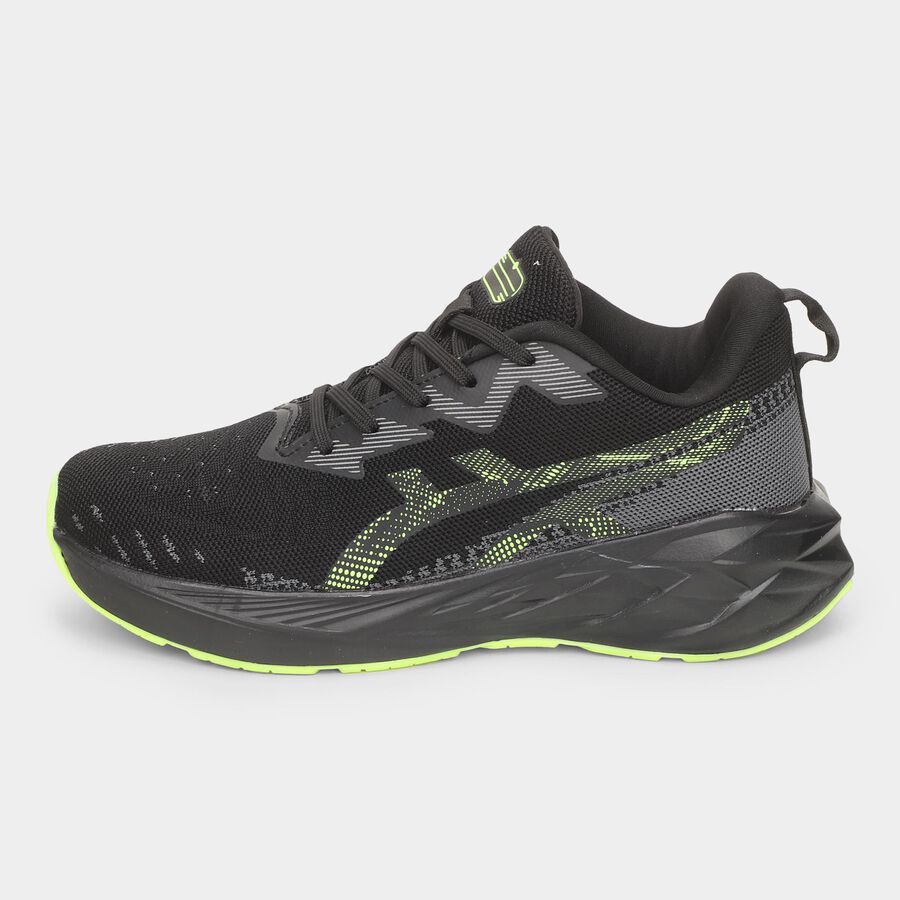 Men's Lace-Up Sports Shoes, काला, large image number null