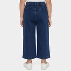 Girls' Navy Blue Wide Leg Ruffled Bow Jeans, Mid Blue, small