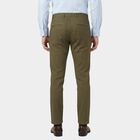 Men's Olive Green Slim Fit Casual Trousers, Olive, small