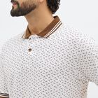 Men's Bright White Cotton Polo Collar Casual T-Shirt, Brown, small image number null