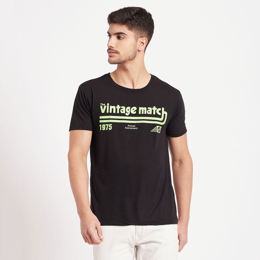 Round Neck T-Shirt, Black, large image number null