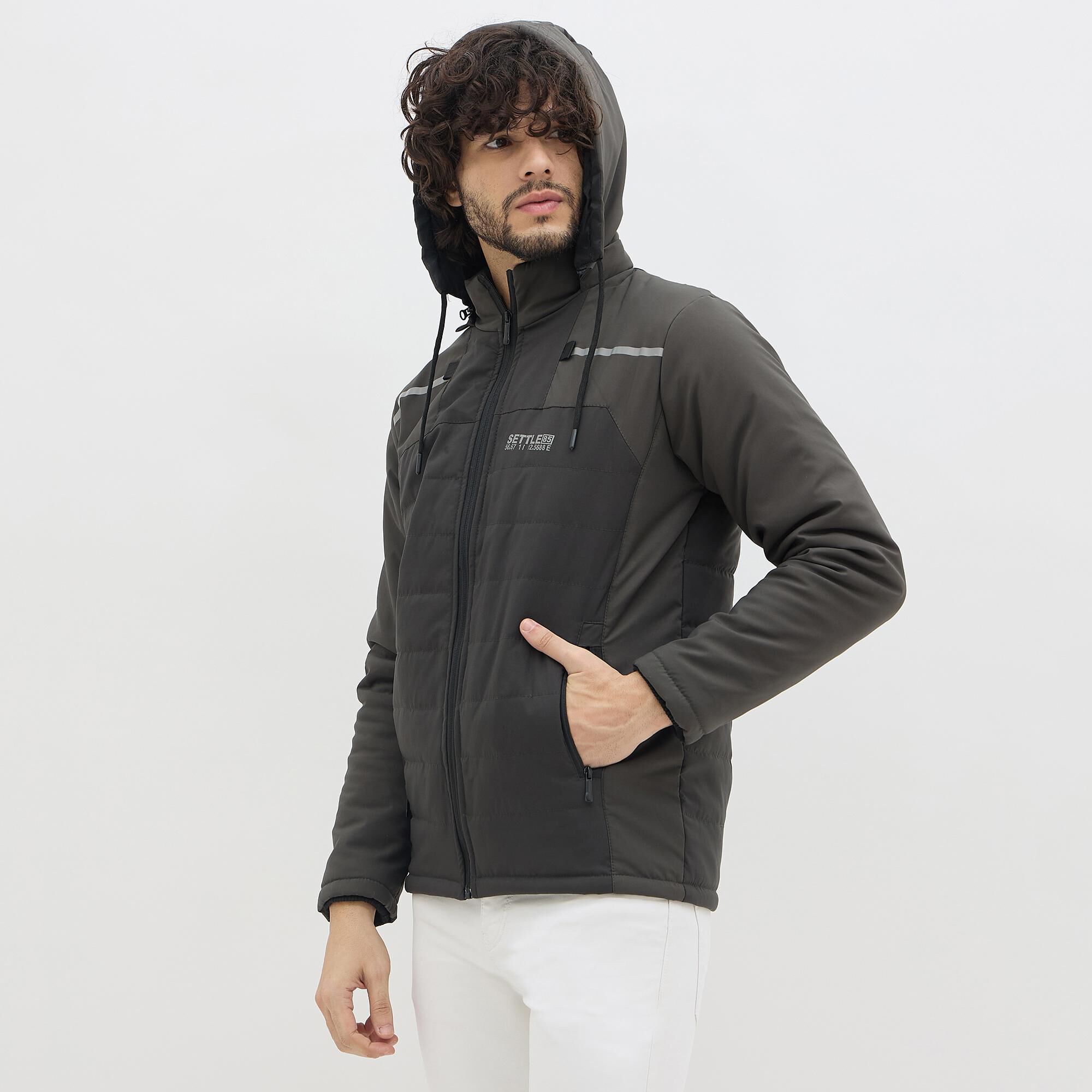 Driftwood Men's Dark Grey Hooded Casual Jacket | Vishal Mega Mart