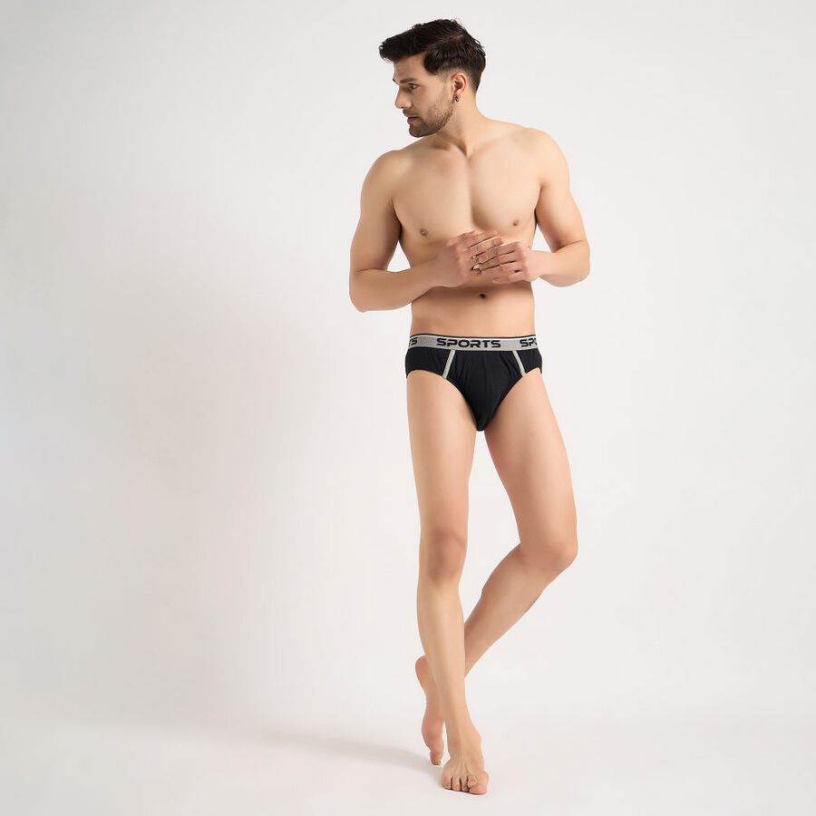 Men's Cotton Brief, Black, large image number null