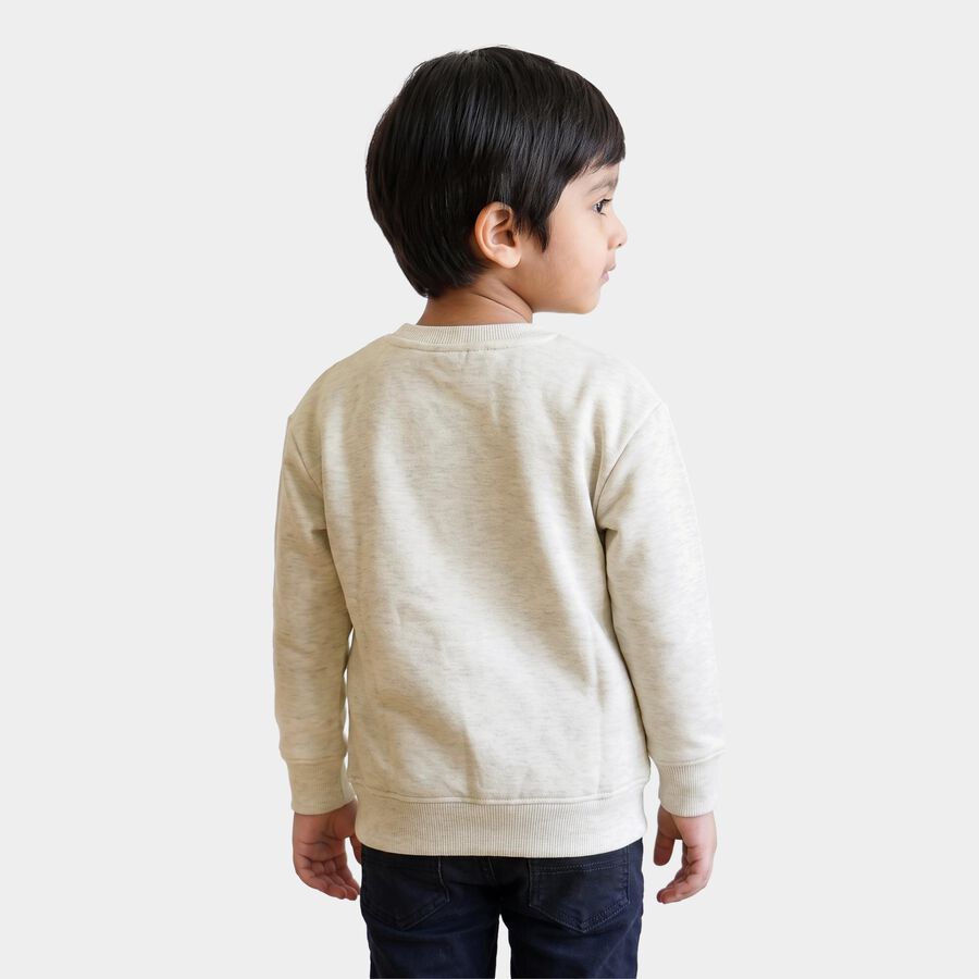 Boys' Grey Round Neck Graphic Pullover Sweatshirt, मिश्रित हल्का ग्रे, large