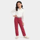 Girls Pink Straight Fit Solid Jeans, Pink, small