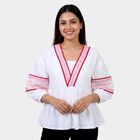 Women's White Mandarin Collar Classic Shirt, White, small