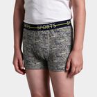 Boys Grey Regular Fit Printed Trunks, हल्का ग्रे, small