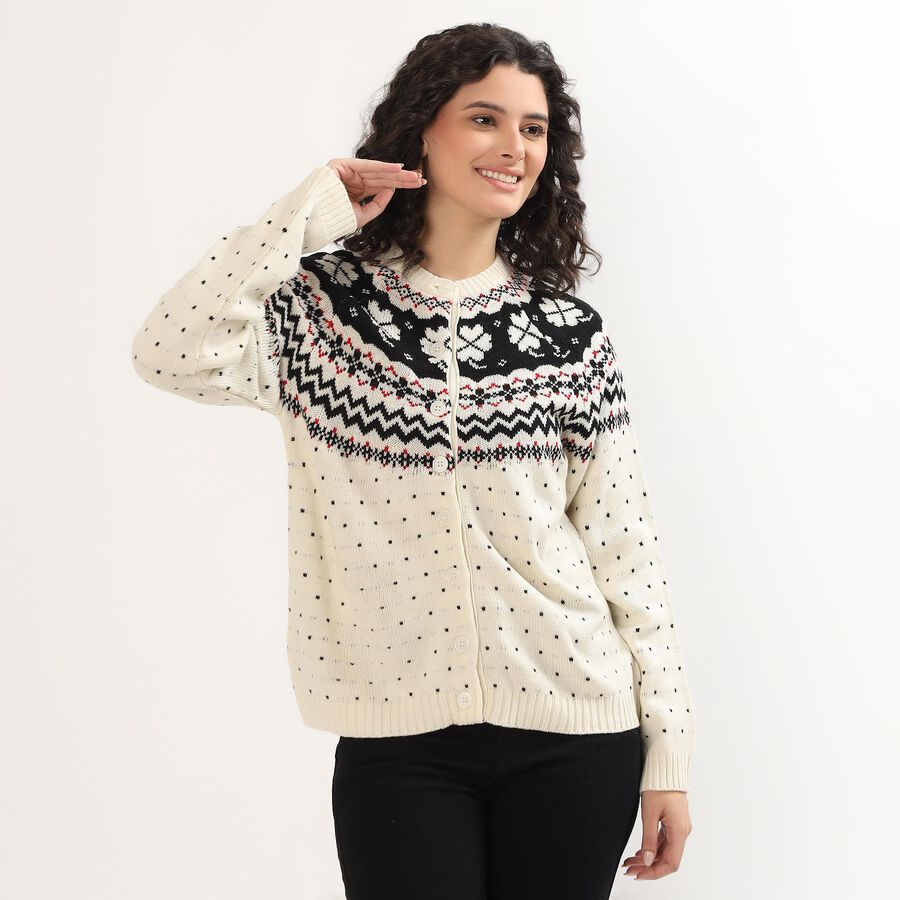 Ladies' Cardigan, Off White, large image number null