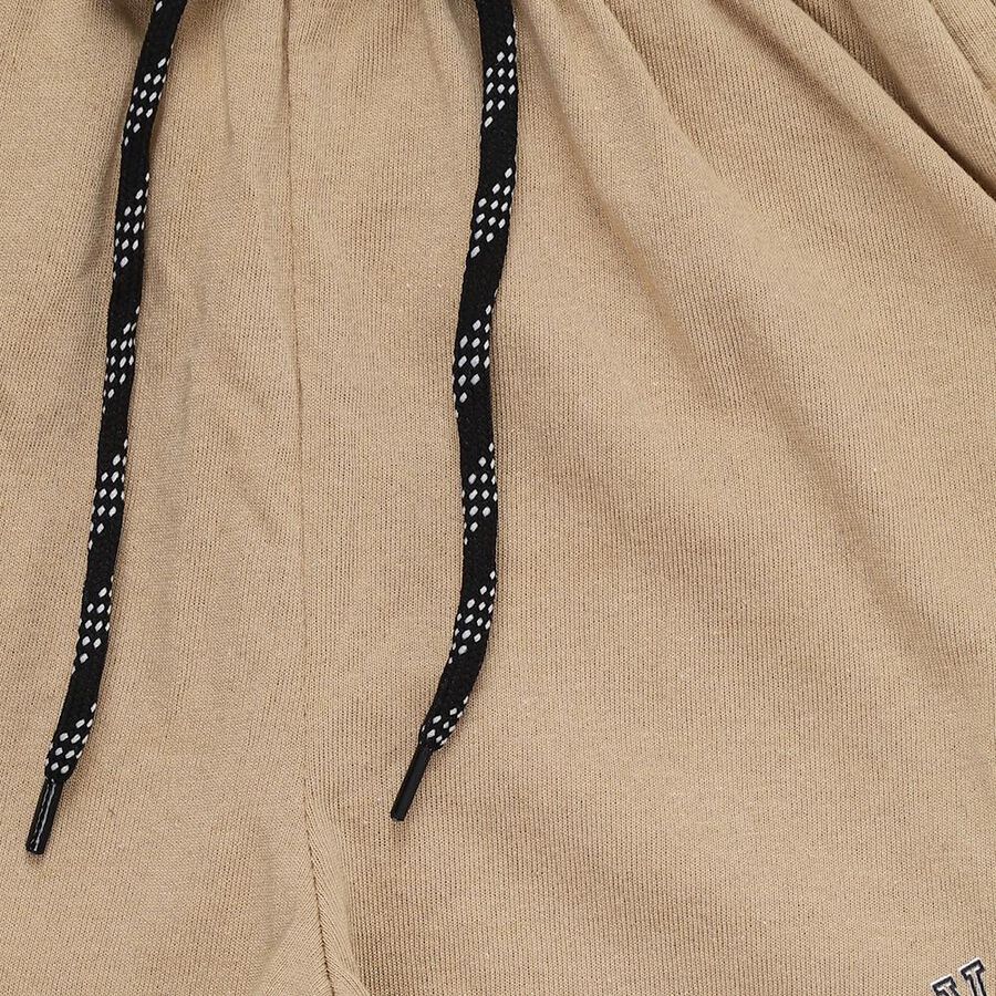 Boys' Beige Regular Fit Graphic Printed Bermuda Shorts, गहरा पीला, large