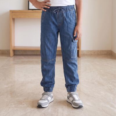Boys' Blue Relaxed Fit Cargo Jeans