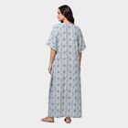 Women's Blue V-Neck Kaftan Nighty, मध्यम नीला, small