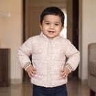 Infants' Beige Stand Collar Puffer Jacket, गहरा पीला, small