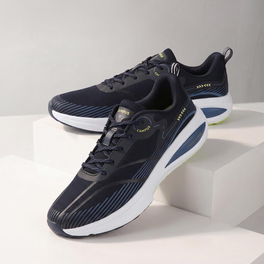 Men's Navy Blue Lace-Up Sneakers, Navy Blue, large