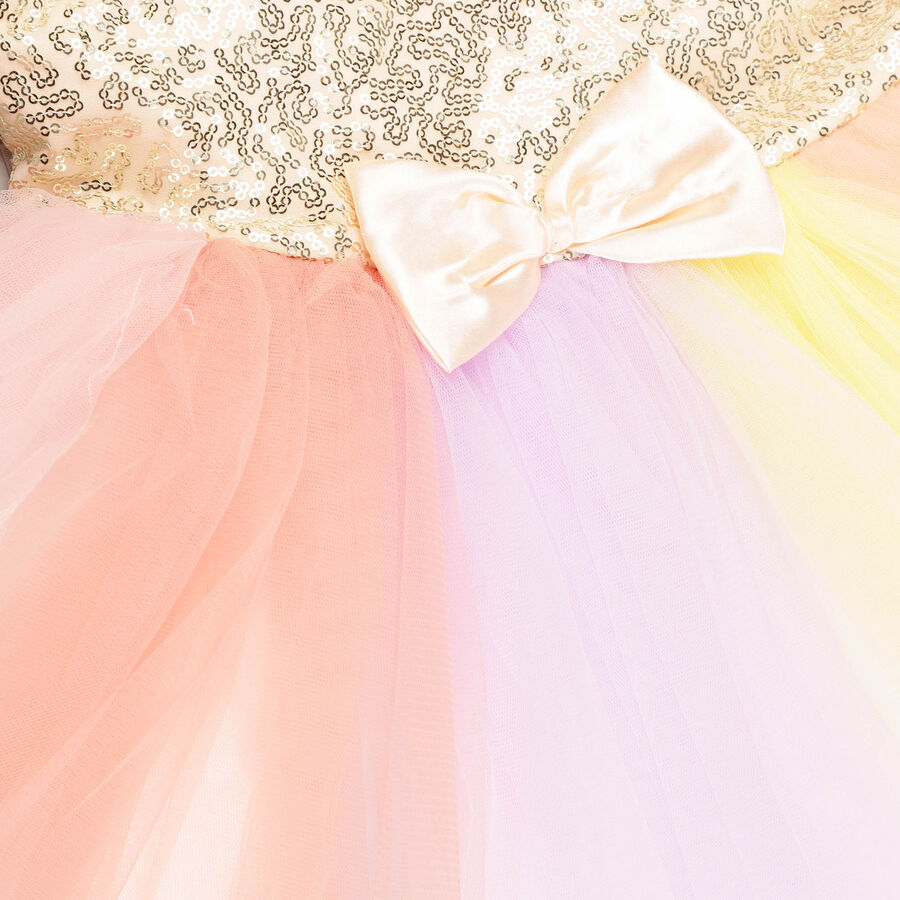 Girls Embellished Frock, Peach, large image number null