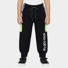 Boys' Navy Regular-fit Typography Printed Pyjama, Navy Blue, small