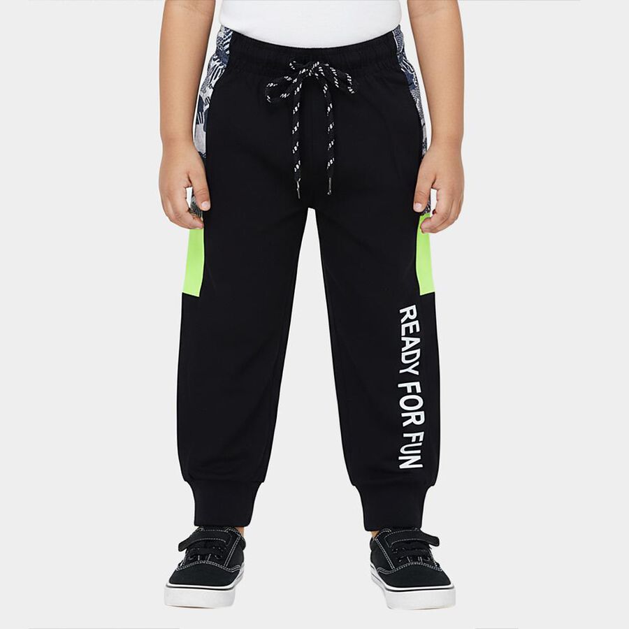 Boys' Navy Regular-fit Typography Printed Pyjama, Navy Blue, large