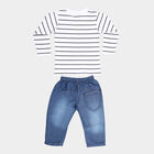 Infants Cotton Stripes Baba Suit, White, small image number null