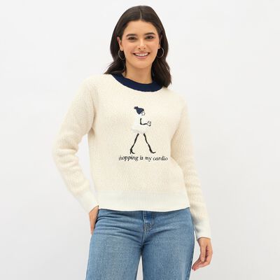 Women's Oatmeal Crew Neck Casual Pullover