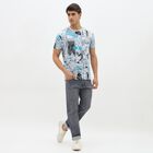 Men's Light Blue Cotton Round Neck Graphic Printed T-Shirt, Sky Blue, small image number null