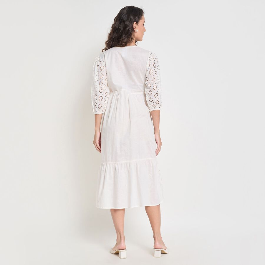 Ladies' 100% Cotton Dress, Off White, large image number null