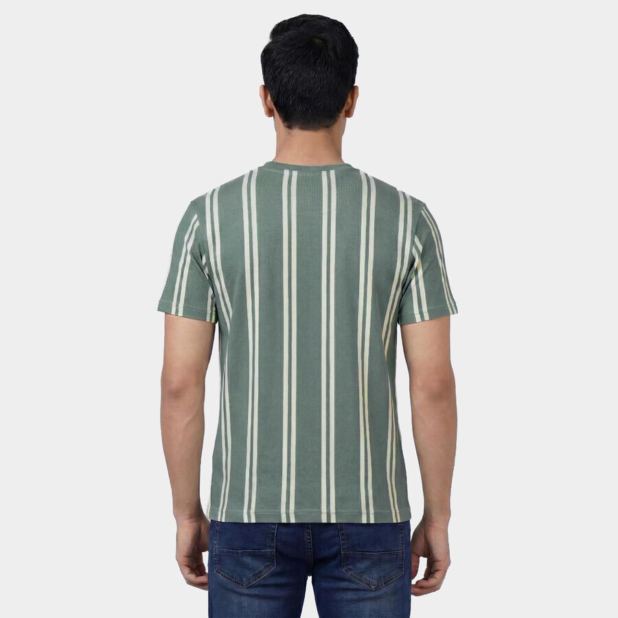 Men's Round Neck Half Sleeves T-Shirt, Light Green, large