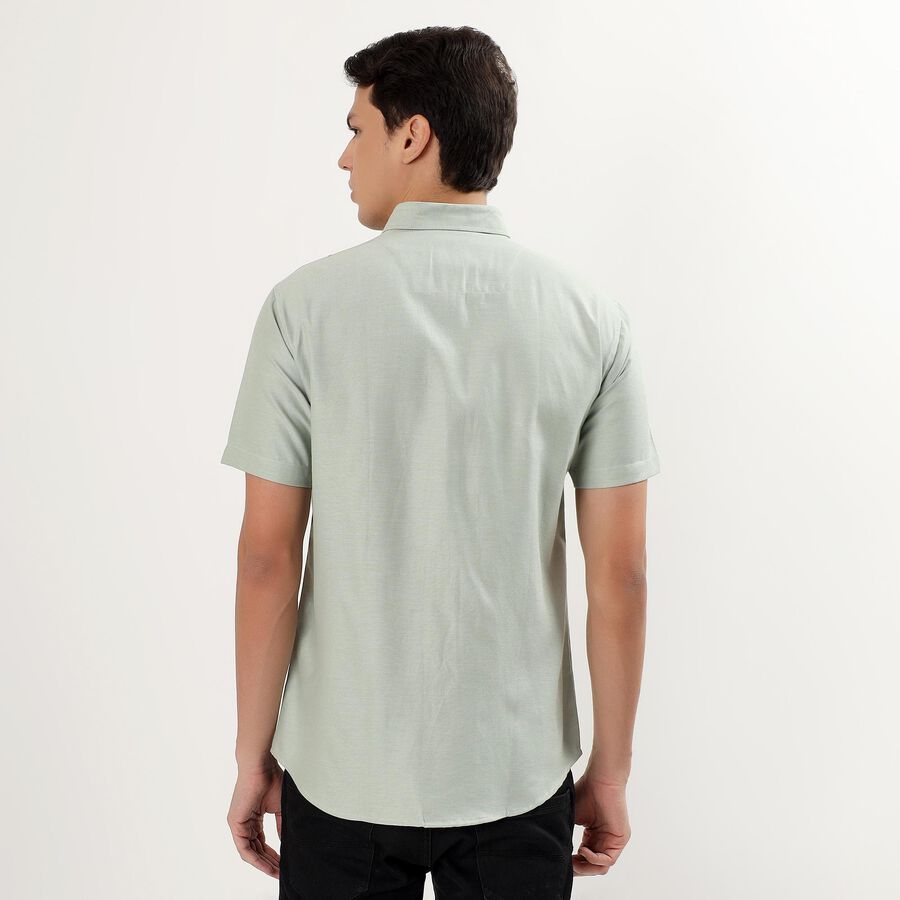 Men's Light Sage Green Regular Collar Slim Fit Casual Shirt, Light Green, large image number null