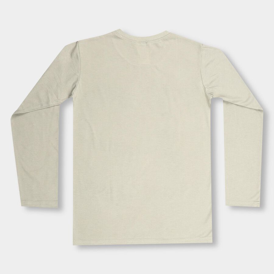 Boys' Light Sage Green Crew Neck Casual Full Sleeve T-Shirt, Light Green, large image number null