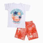 Boys' White Cotton Round Neck Graphic Baba Suit, सफ़ेद, small image number null