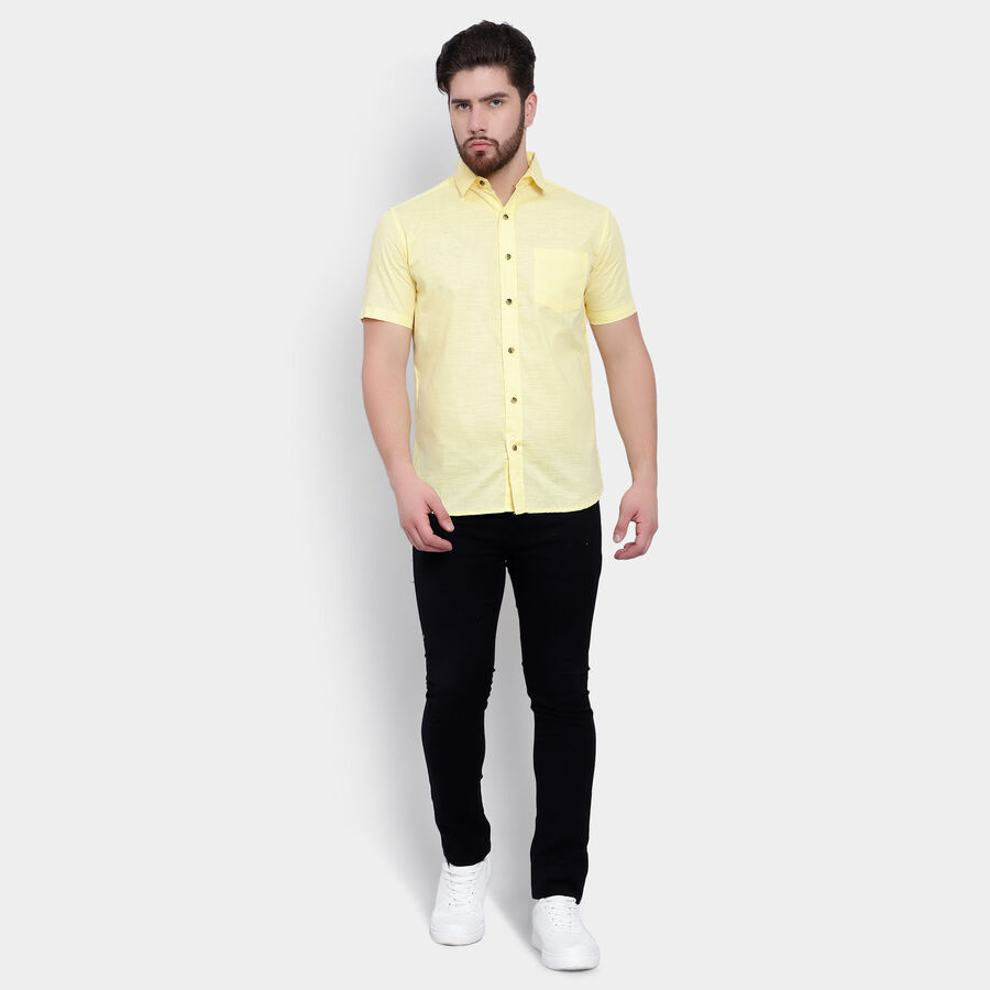 Cotton Solid Casual Shirt, Yellow, large image number null