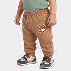 Infants Beige Jogger Fit Graphic Printed Pyjama, गहरा पीला, small